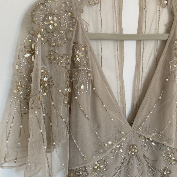 ASOS Design Drape Back Maxi Dress with Delicate Floral Embellishment - Picture 7 of 11